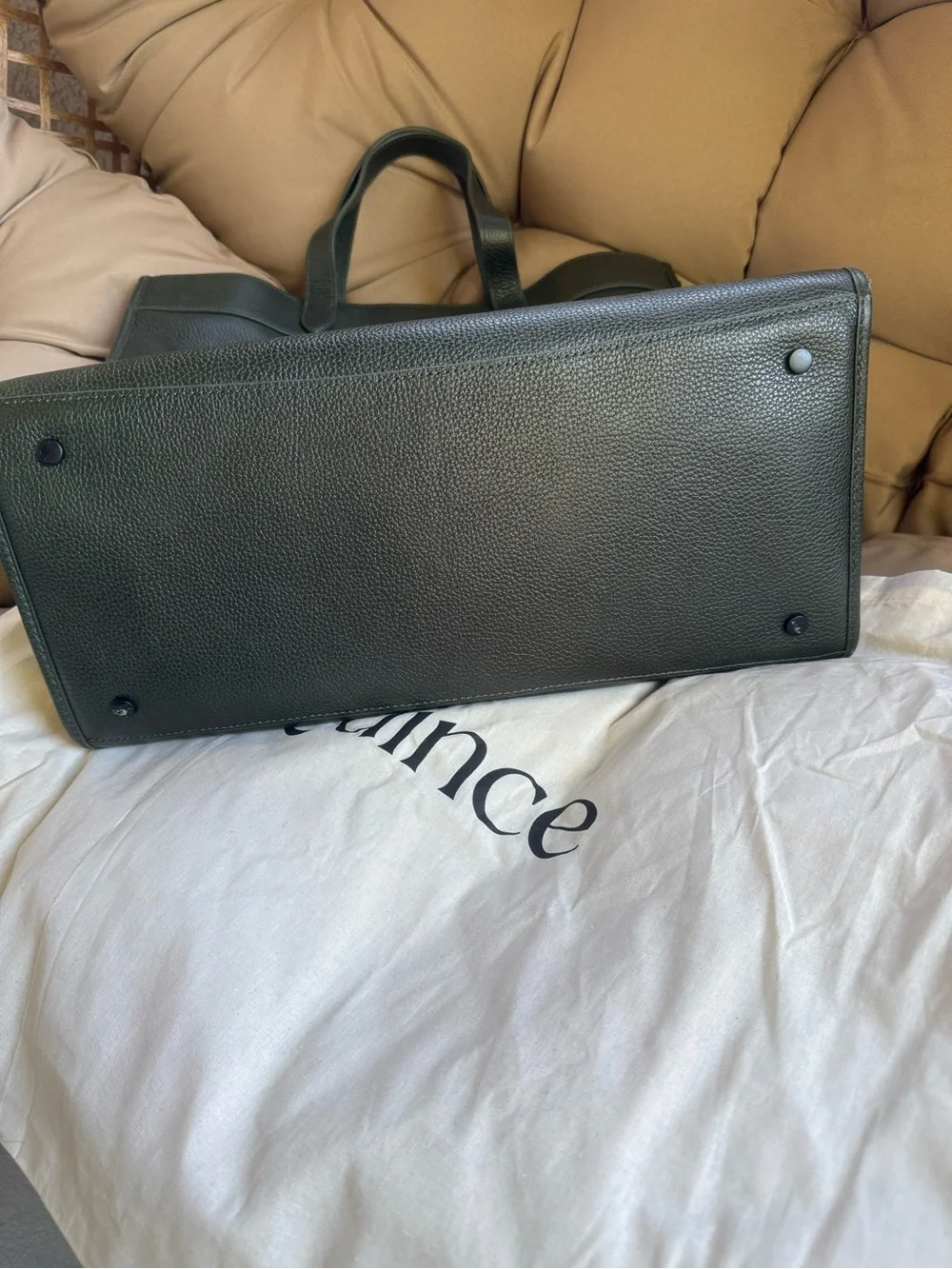 Quince Leather Tote Bag - Forest/olive Green